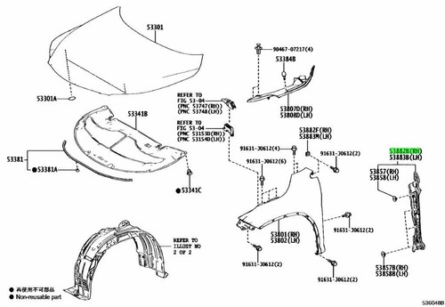 Genuine lexus front fender - genuine,