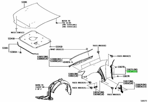 Genuine lexus front fender - front,